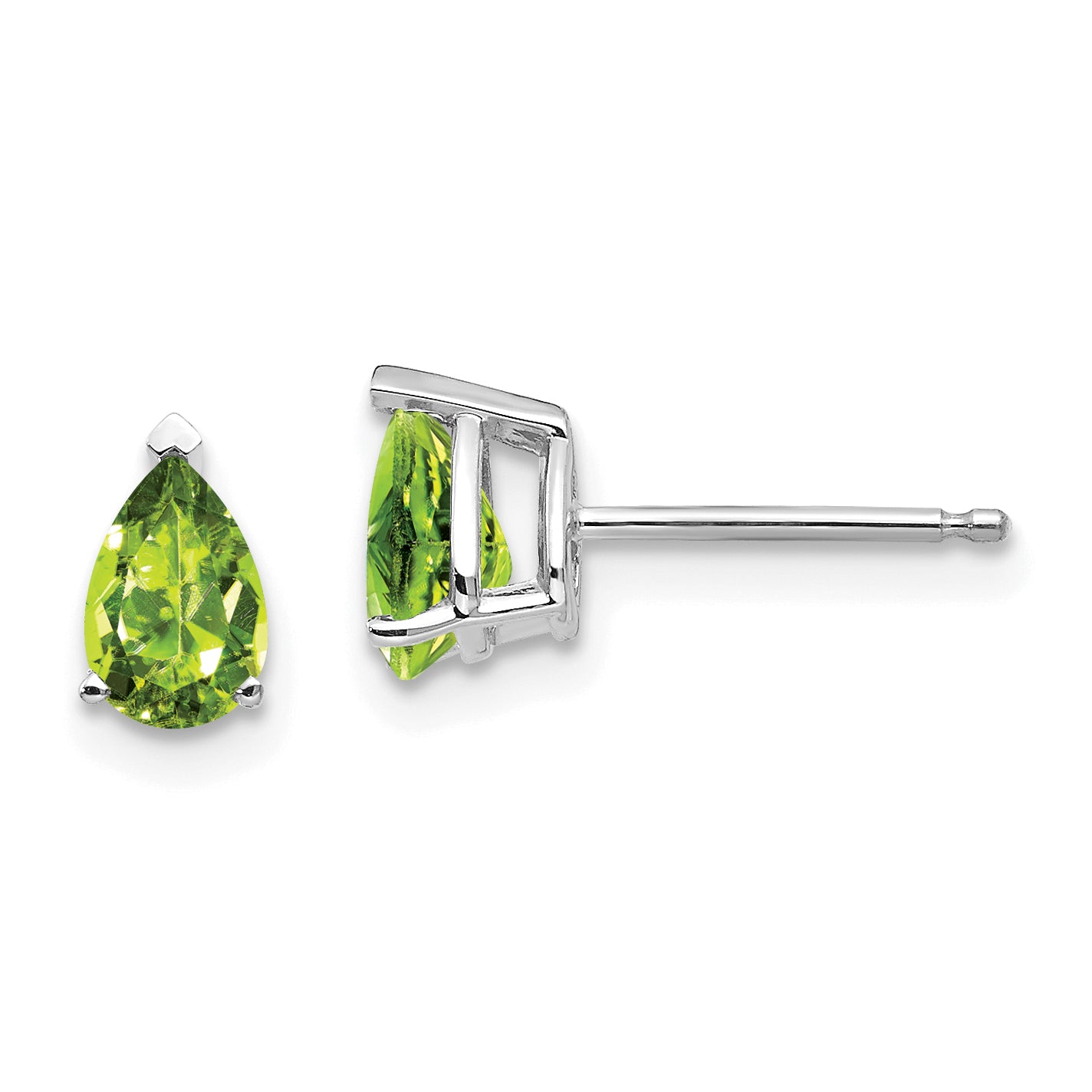 14k White Gold 6x4mm Pear Peridot Earrings Main image