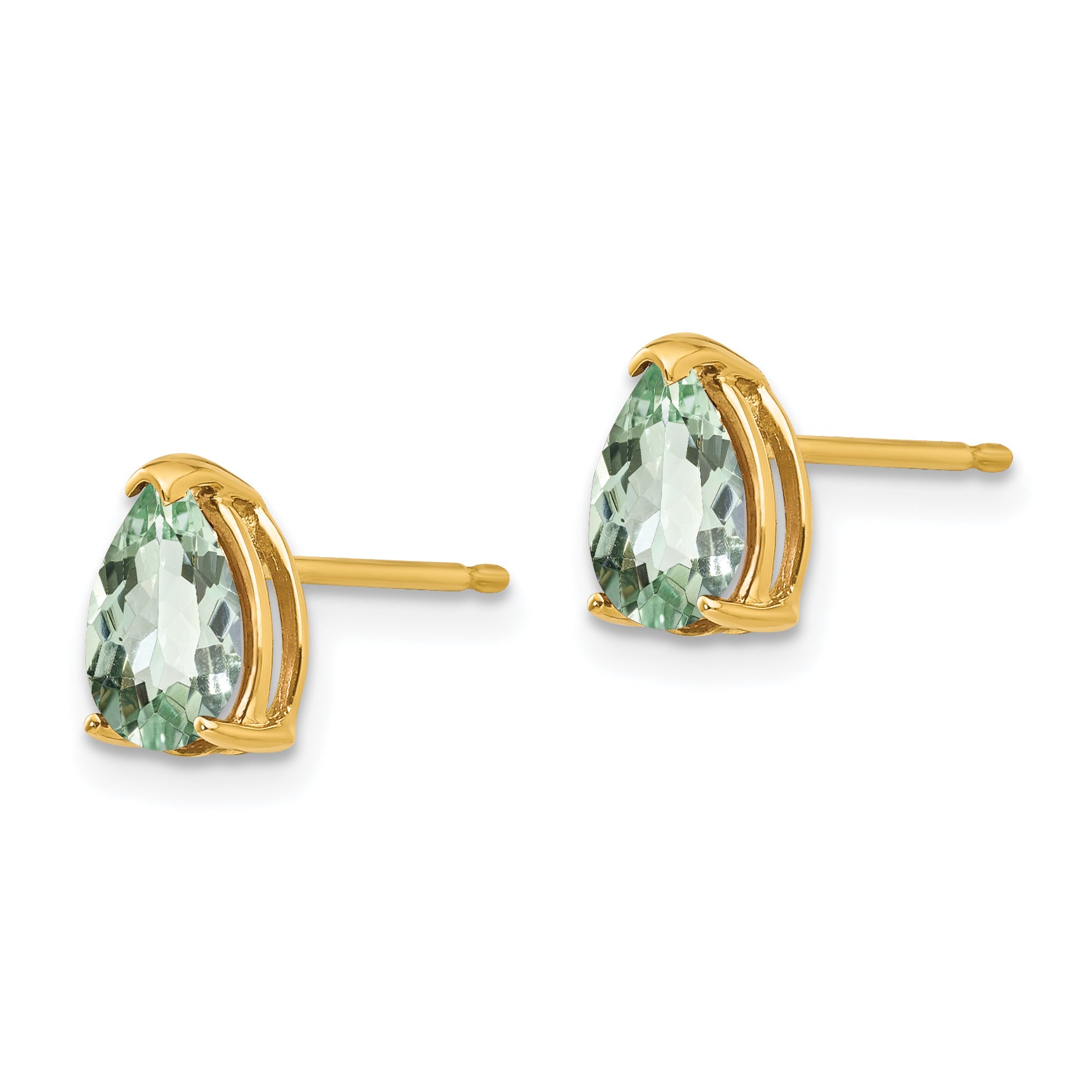 14k 7x5 Pear Green Quartz Earrings Secondary image