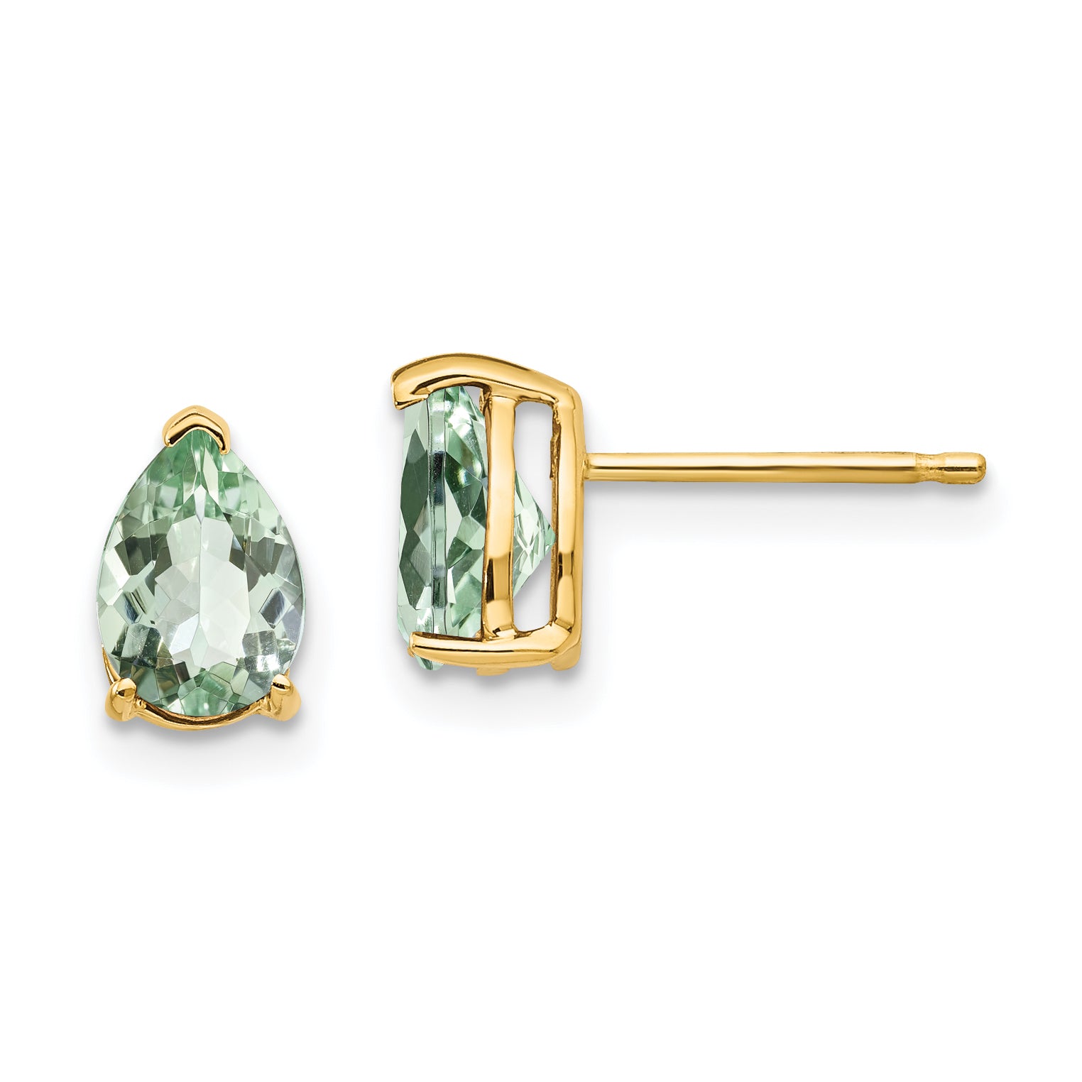 14k 7x5 Pear Green Quartz Earrings Main image