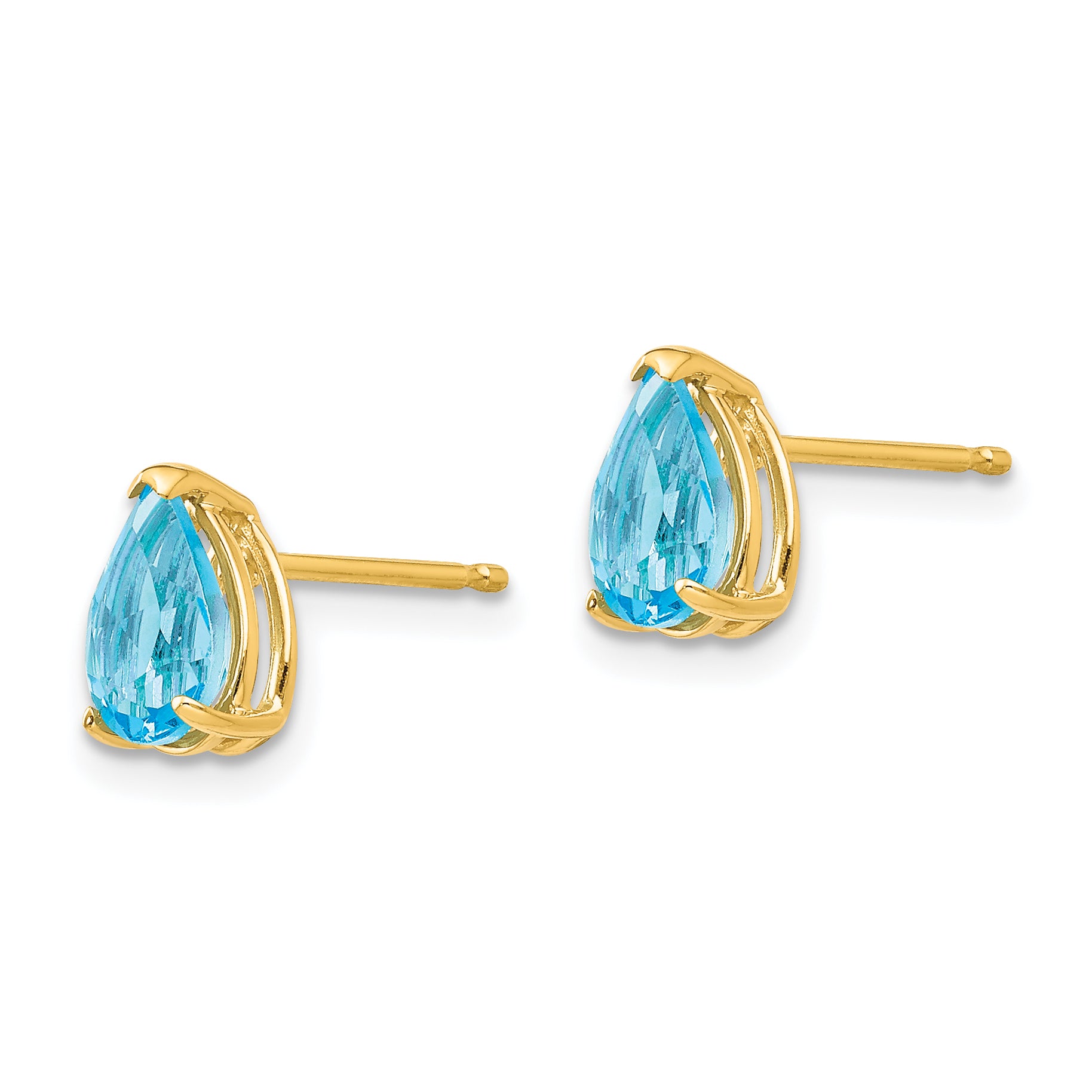 14k 7x5mm Pear Blue Topaz Earrings