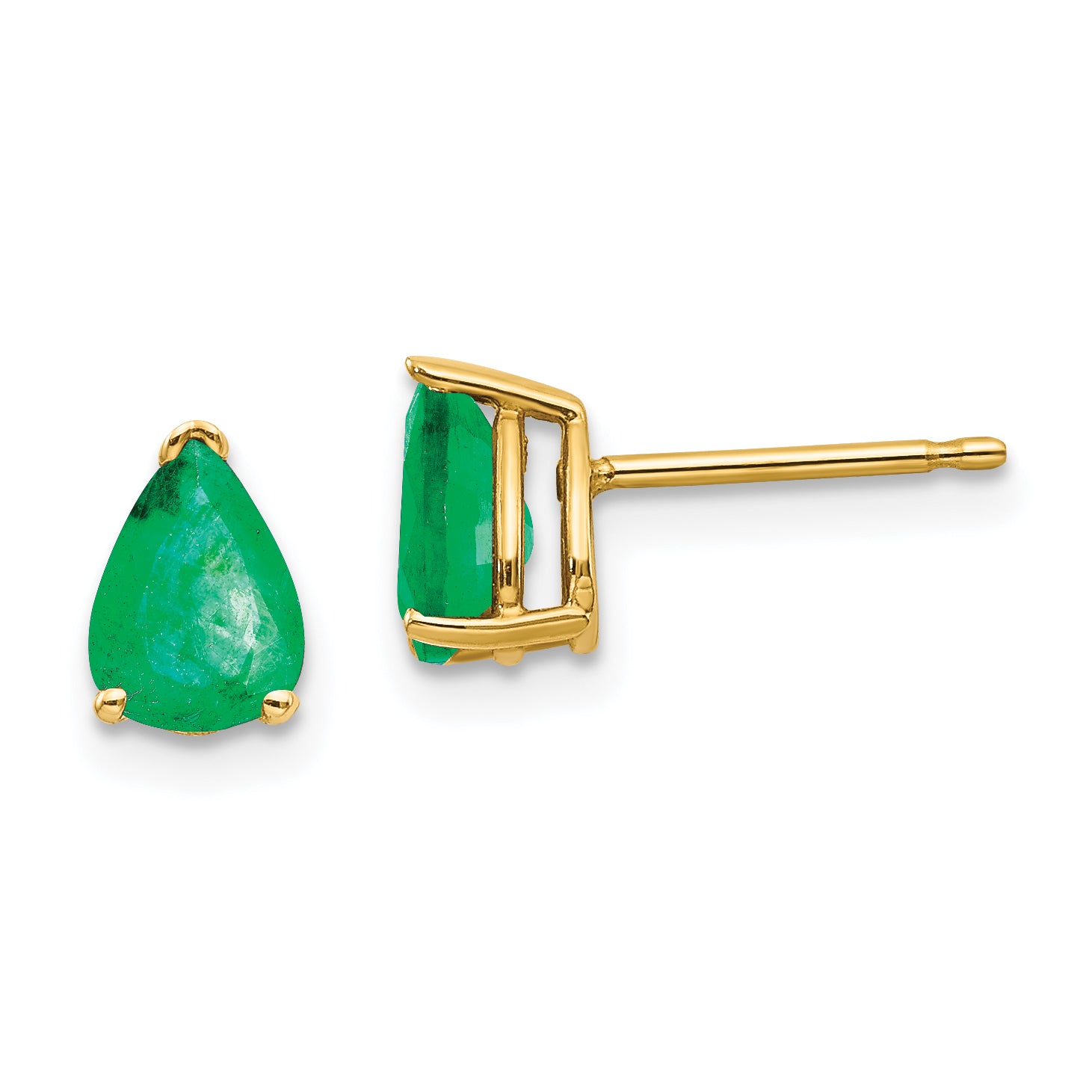 14k Emerald Post Earrings Main image
