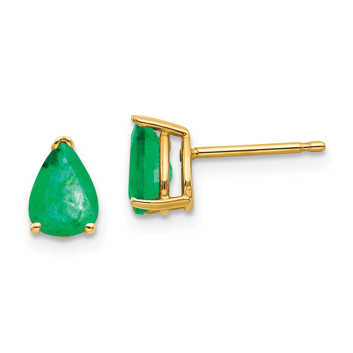 14k Emerald Post Earrings