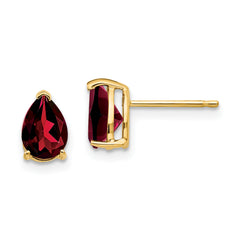 14k 7x5mm Pear Garnet Earrings