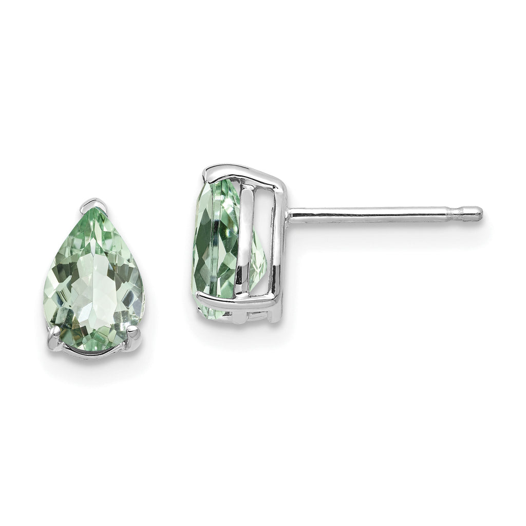 14kw 7x5 Pear Green Quartz Earrings
