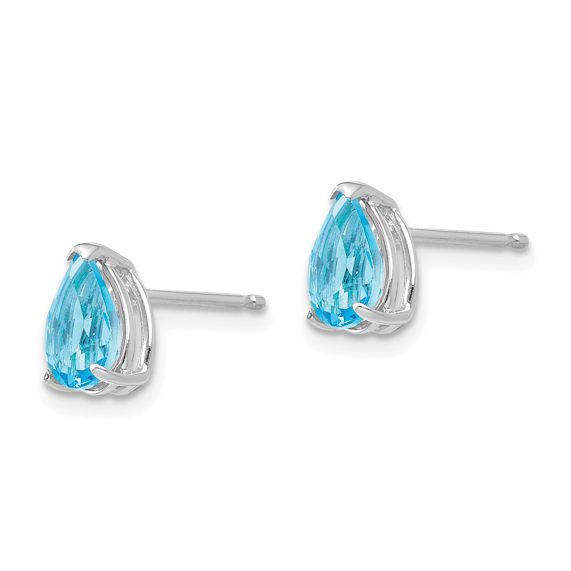 14k White Gold 7x5mm Pear Blue Topaz Earrings Secondary image