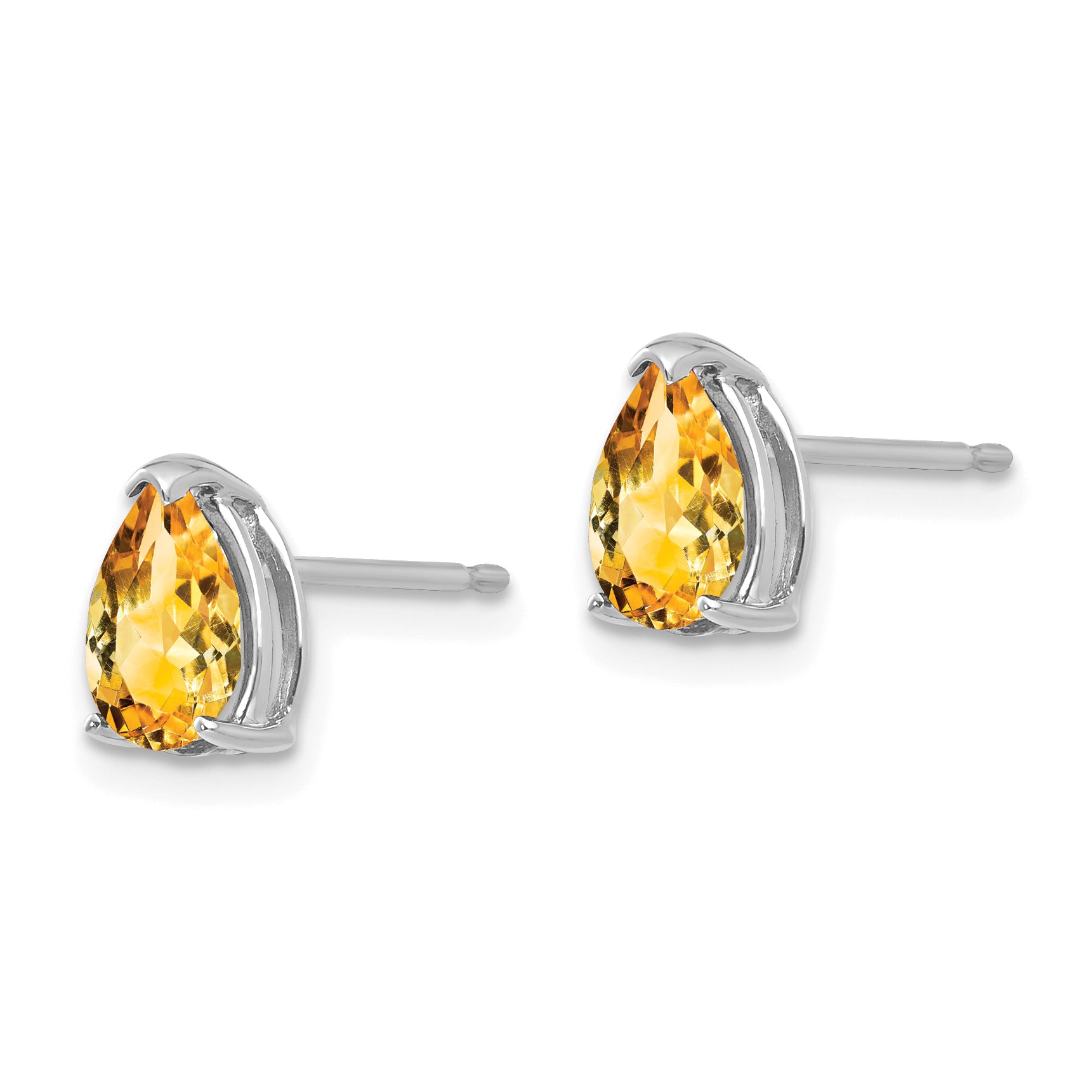 14k White Gold 7x5mm Pear Citrine Earrings Secondary image
