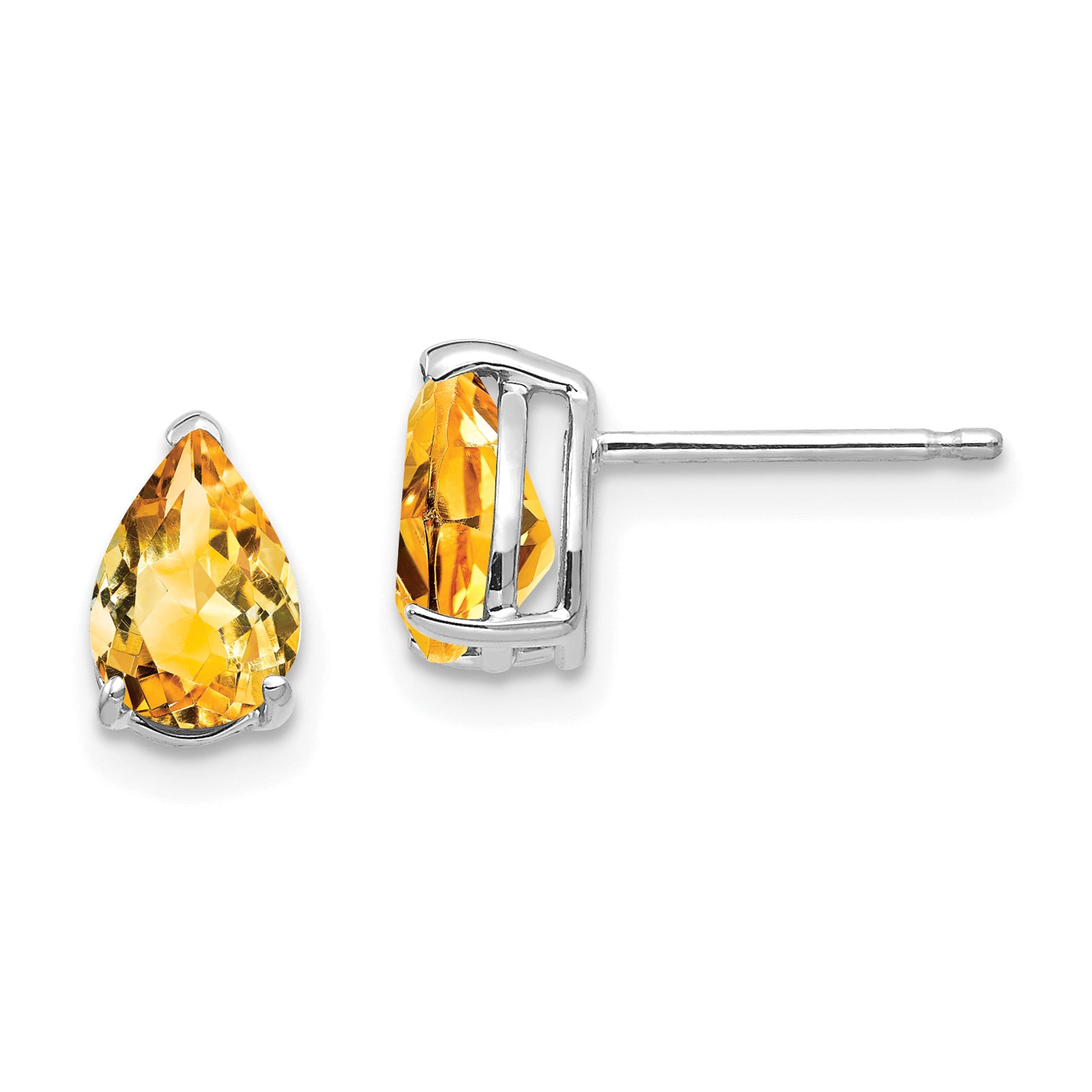 14k White Gold 7x5mm Pear Citrine Earrings Main image