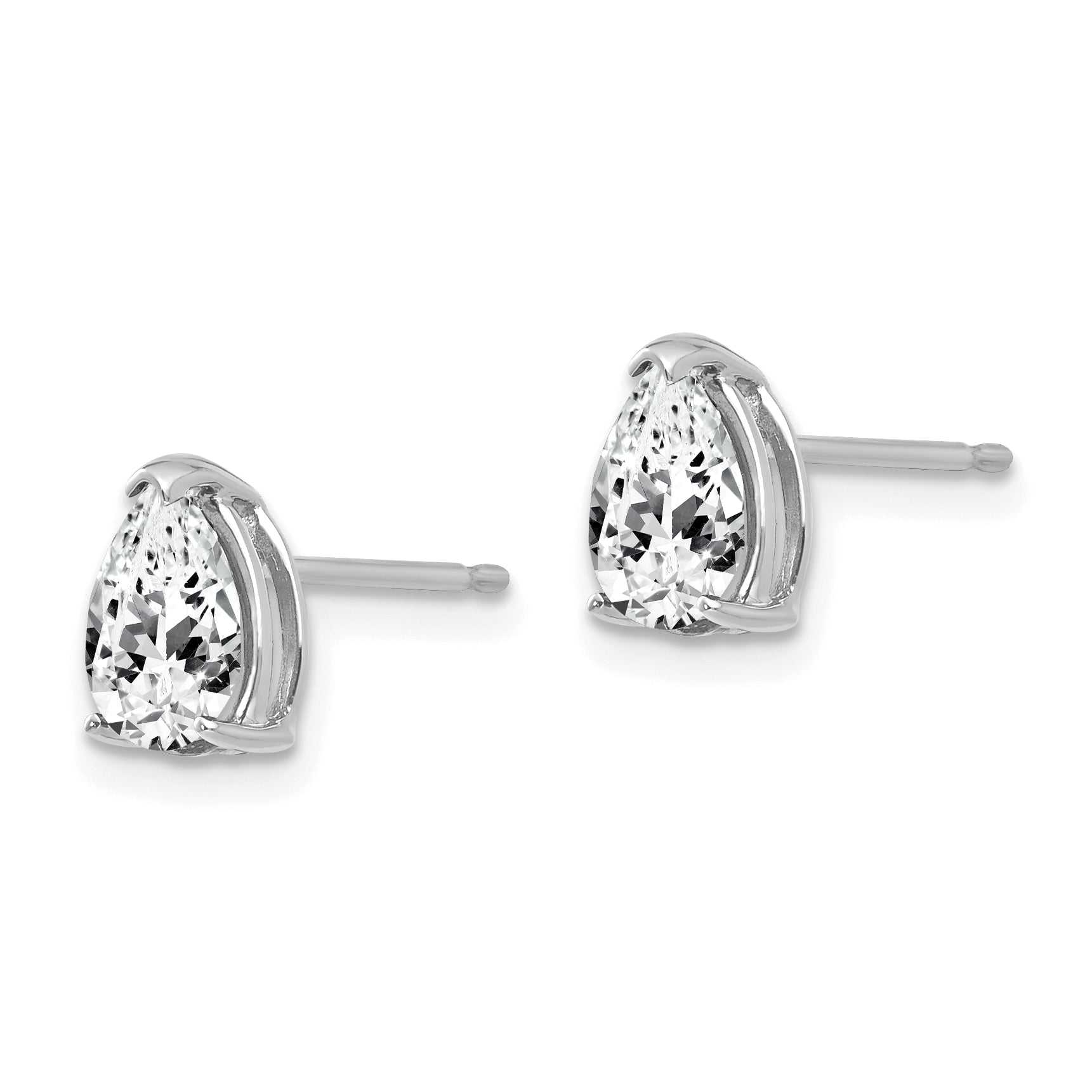 14k White Gold 7x5mm Pear Cubic Zirconia Earrings Secondary image