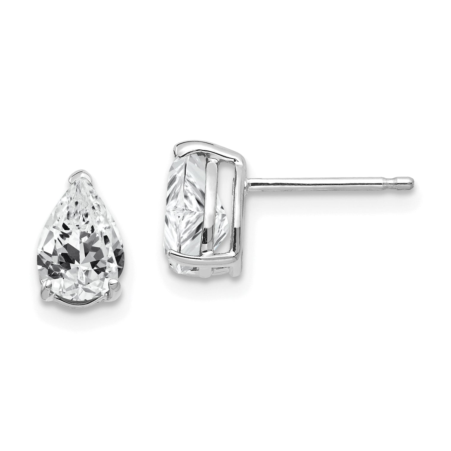 14k White Gold 7x5mm Pear Cubic Zirconia Earrings Main image