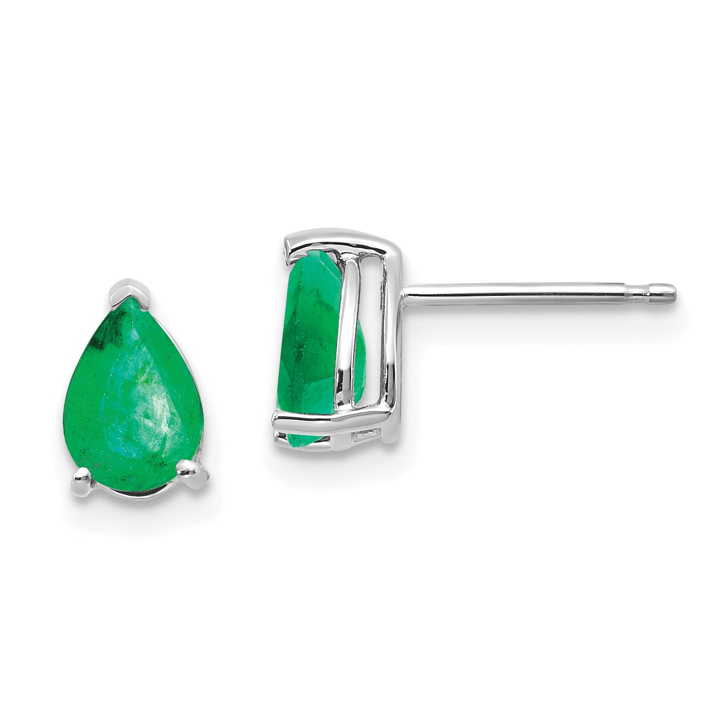 14k White Gold Emerald Earrings