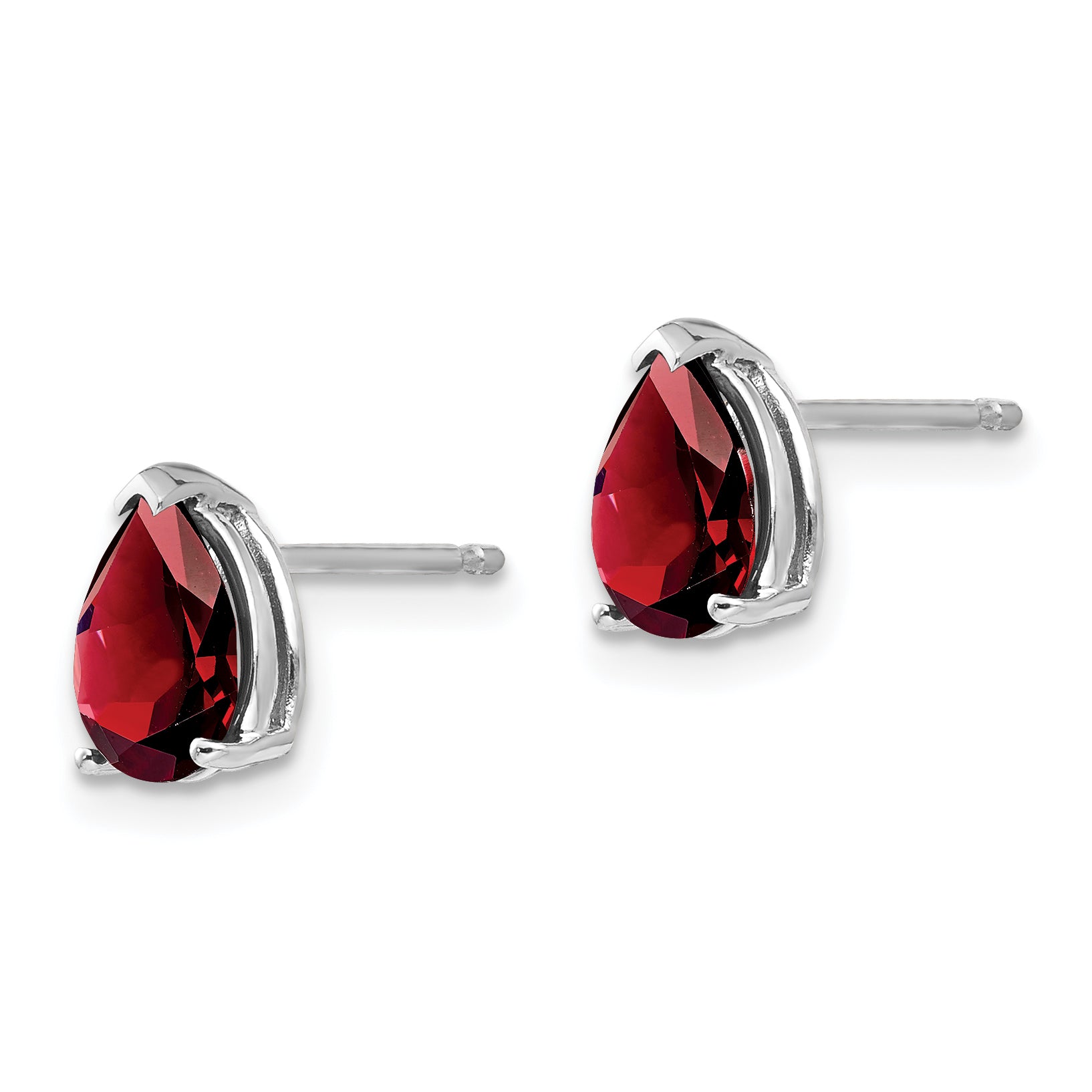 14k White Gold 7x5mm Pear Garnet Earrings Secondary image