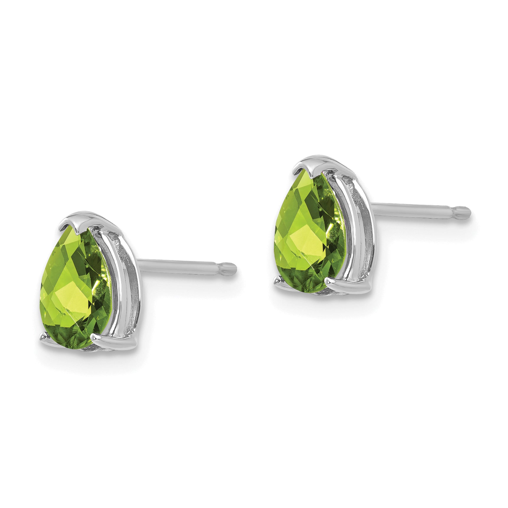 14k White Gold Peridot Pear Stud Earrings Secondary image