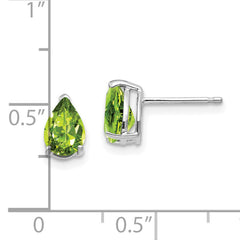 14k White Gold Peridot Pear Stud Earrings