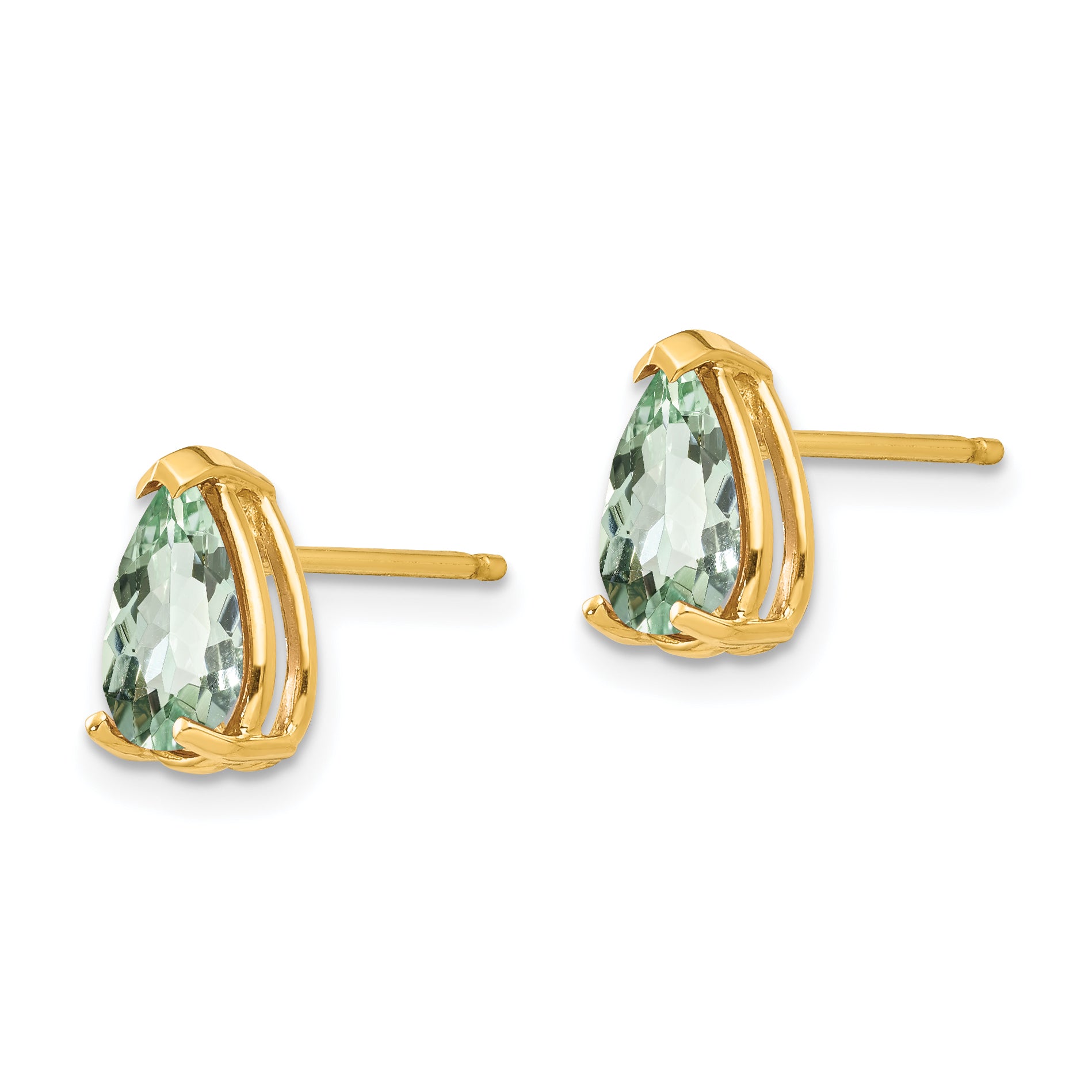 14k 8x5 Pear Green Quartz Earrings Secondary image
