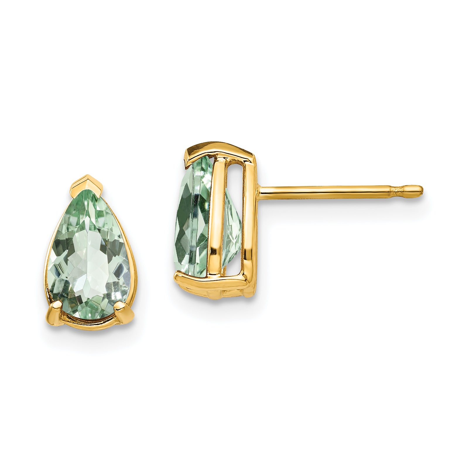 14k 8x5 Pear Green Quartz Earrings Main image