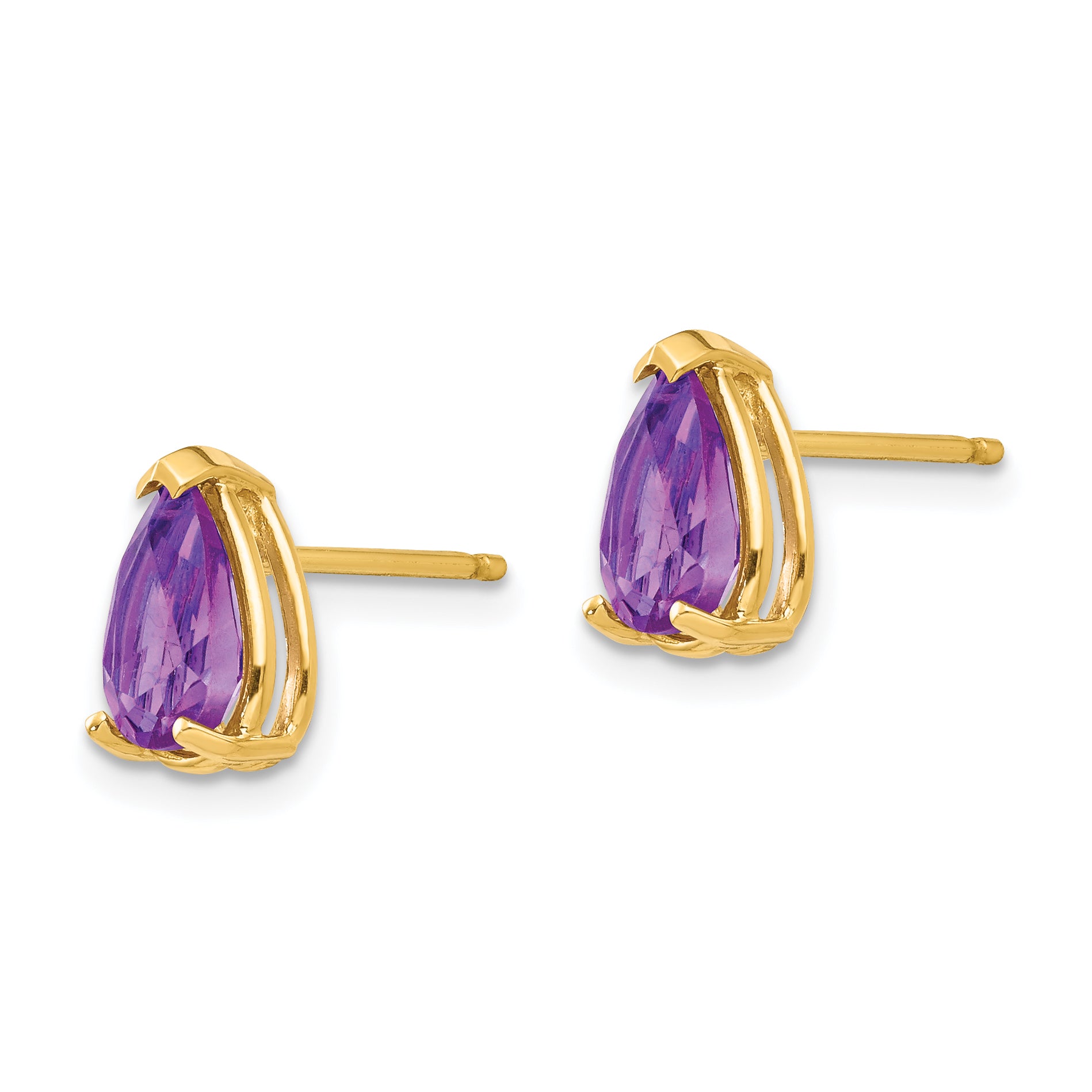 14k 8x5mm Pear Amethyst Earrings Secondary image