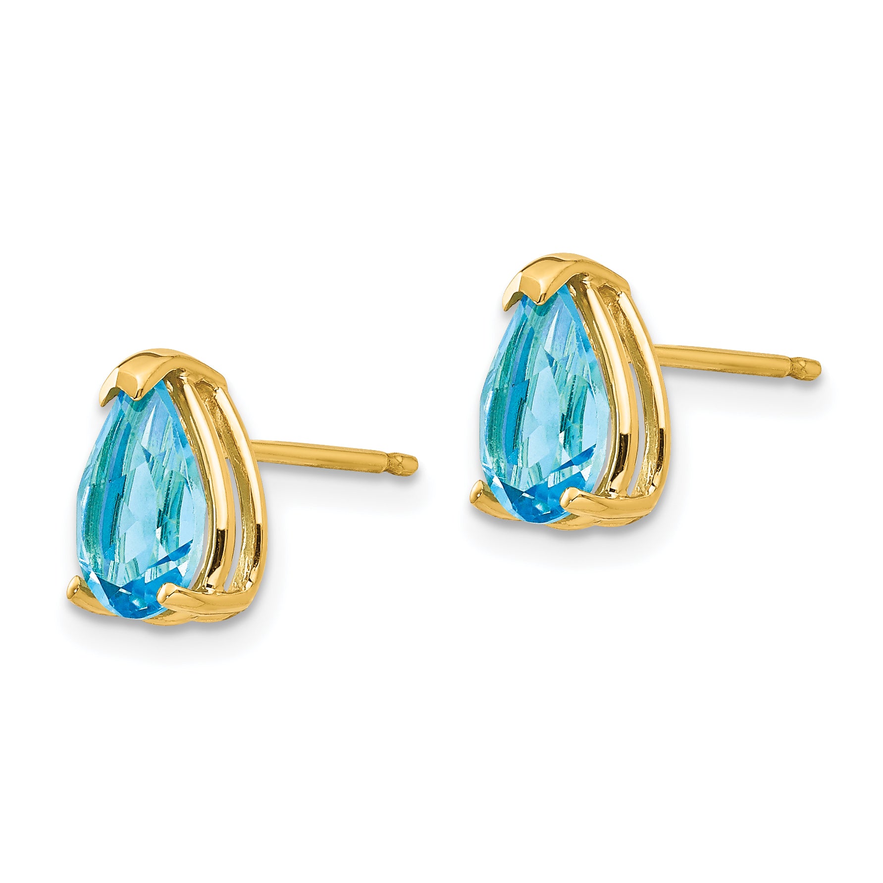 14k 8x5mm Pear Blue Topaz Earrings Secondary image