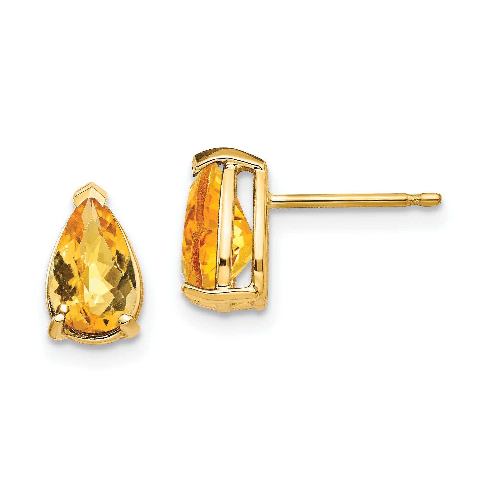 14k 8x5mm Pear Citrine Checker Earrings Main image