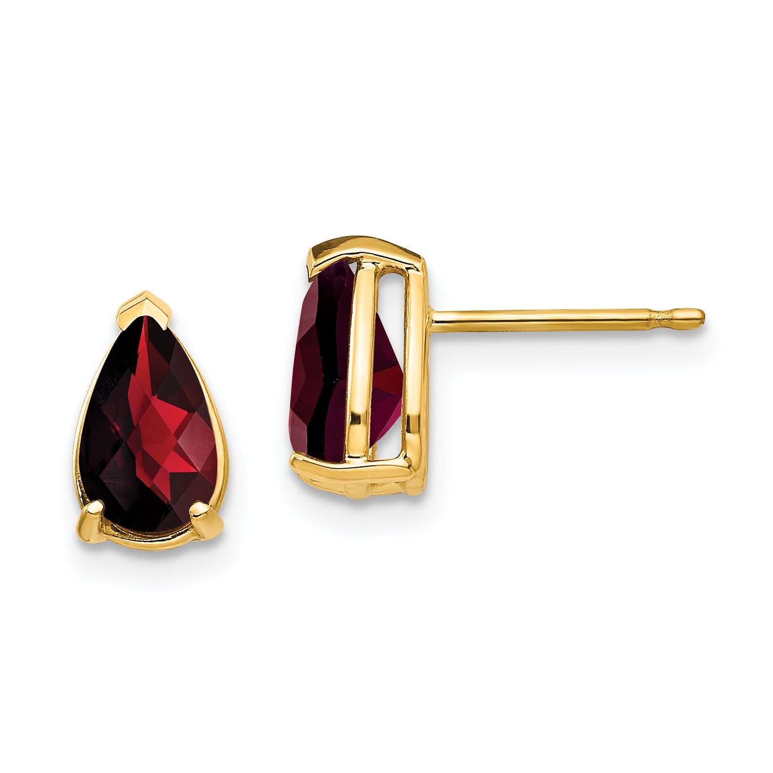 14k 8x5mm Pear Garnet Checker Earrings Main image