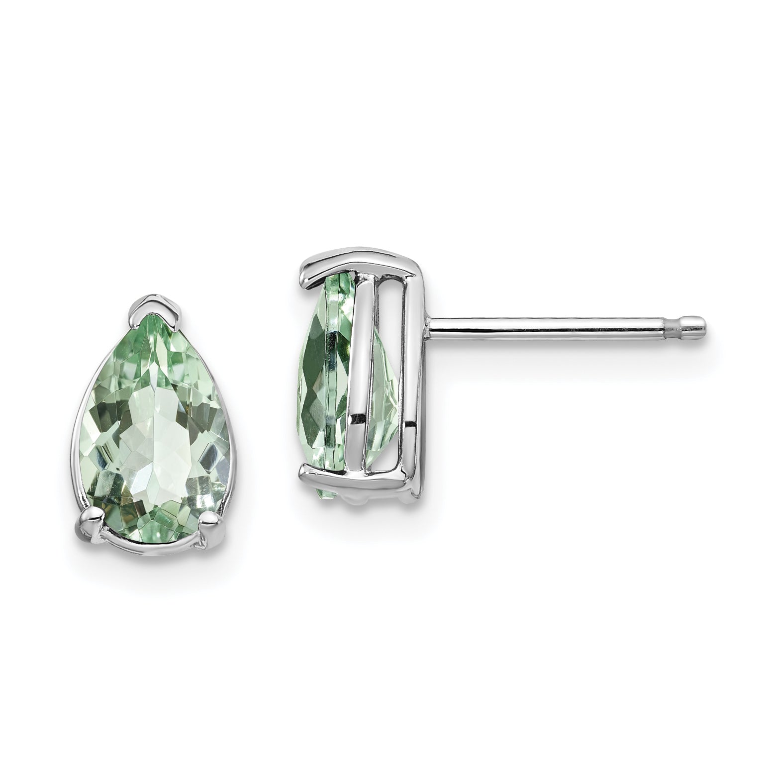 14kw 8x5 Pear Green Quartz Earrings