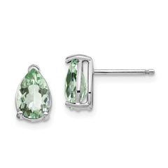 14kw 8x5 Pear Green Quartz Earrings