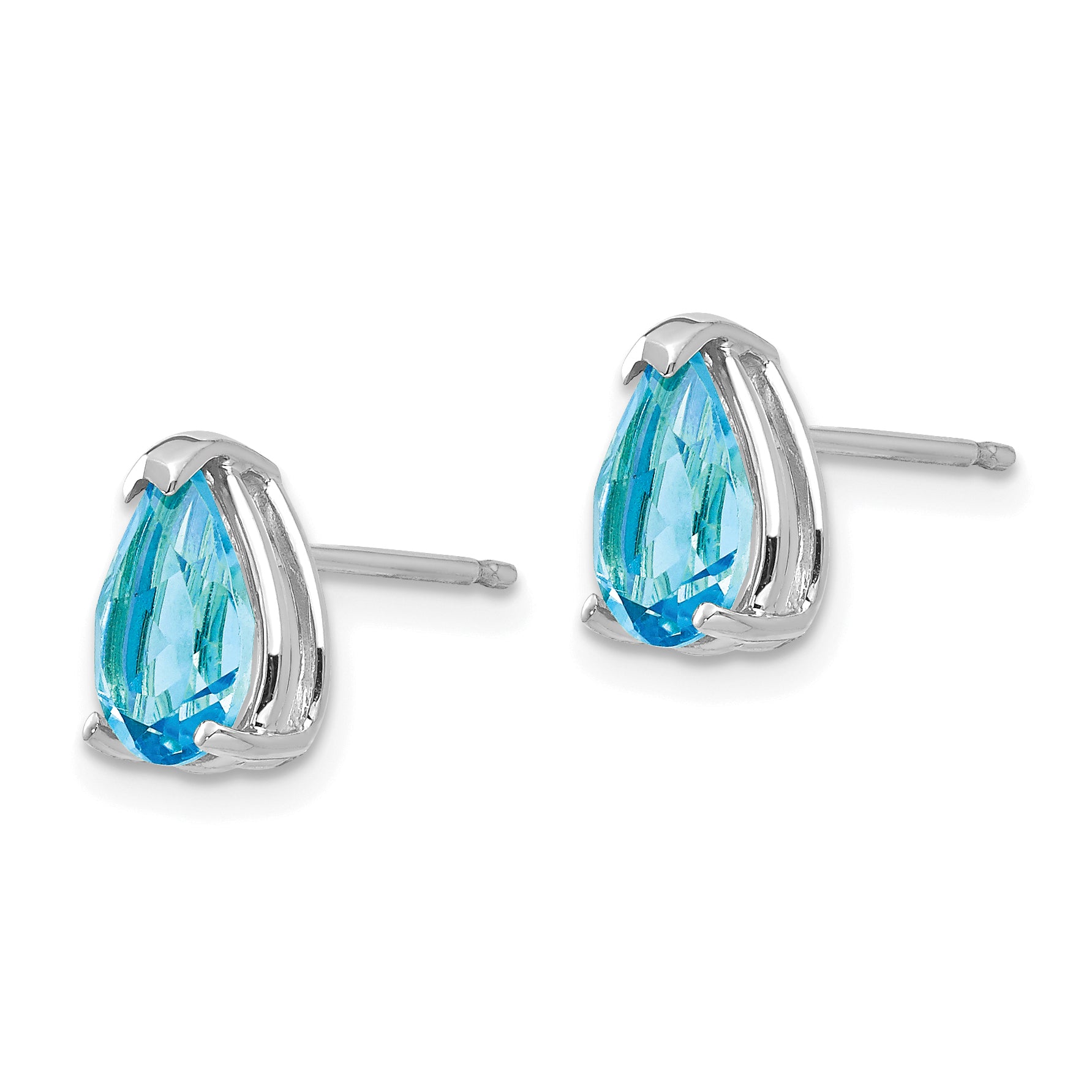 14k White Gold 8x5mm Pear Blue Topaz Earrings Secondary image