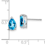 14k White Gold 8x5mm Pear Blue Topaz Earrings