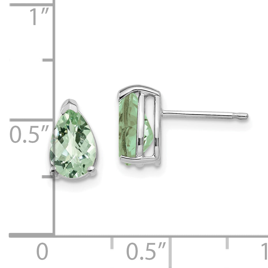 14kw 8x5 Pear Checker-Cut Green Quartz Earrings