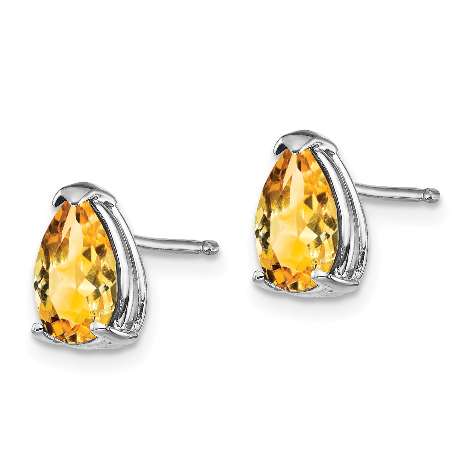 14k White Gold 8x5mm Pear Citrine Earrings Secondary image