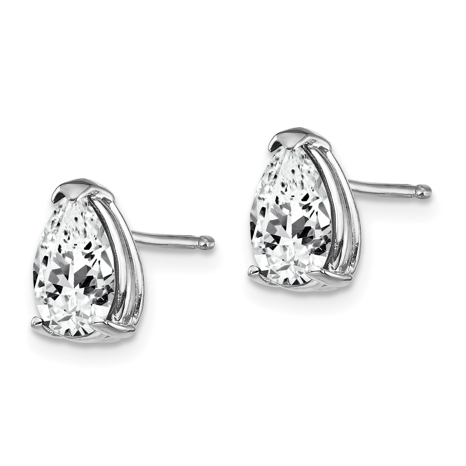 14k White Gold 8x5mm Pear Cubic Zirconia Earrings Secondary image