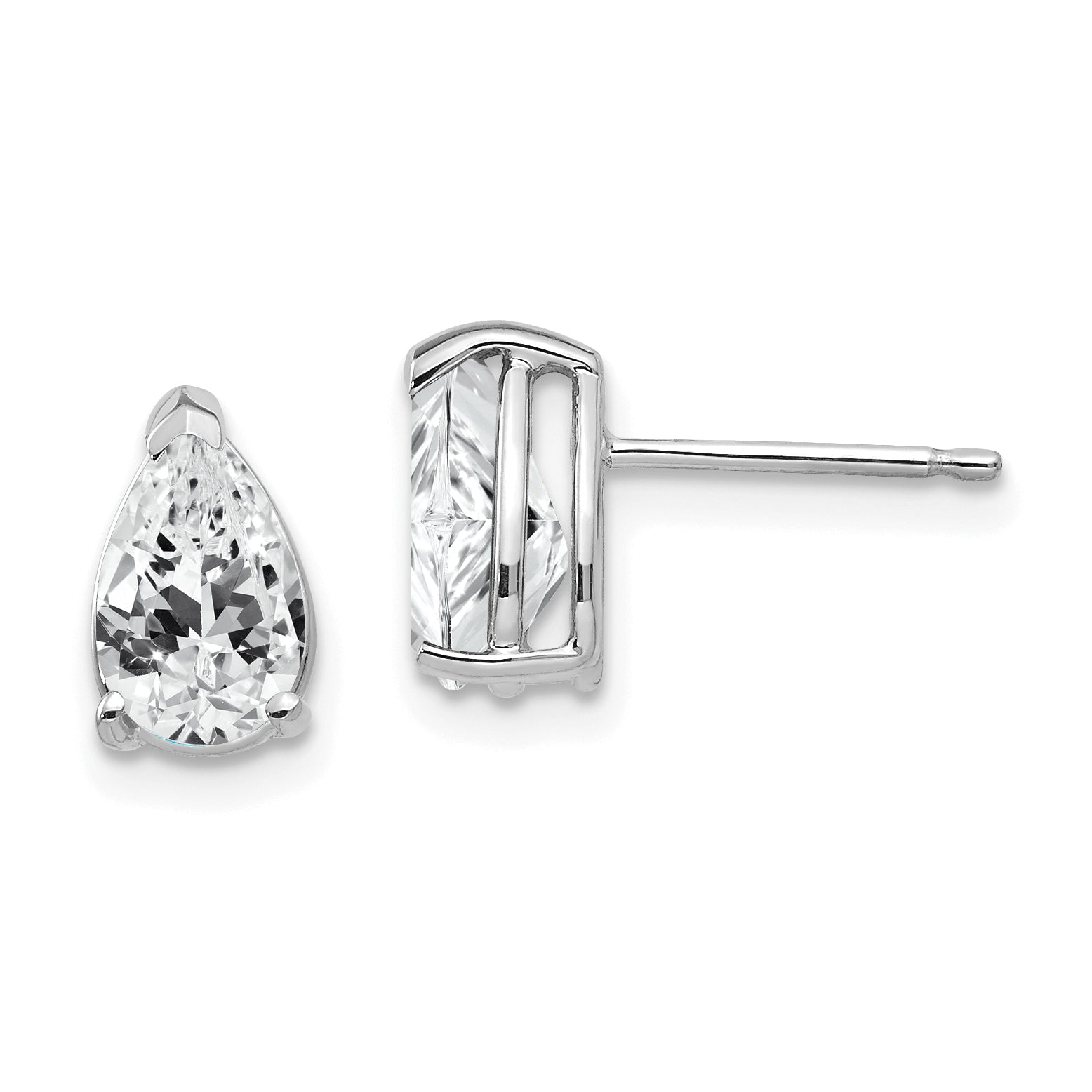 14k White Gold 8x5mm Pear Cubic Zirconia Earrings Main image