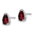 14k White Gold Garnet Pear Stud Earrings