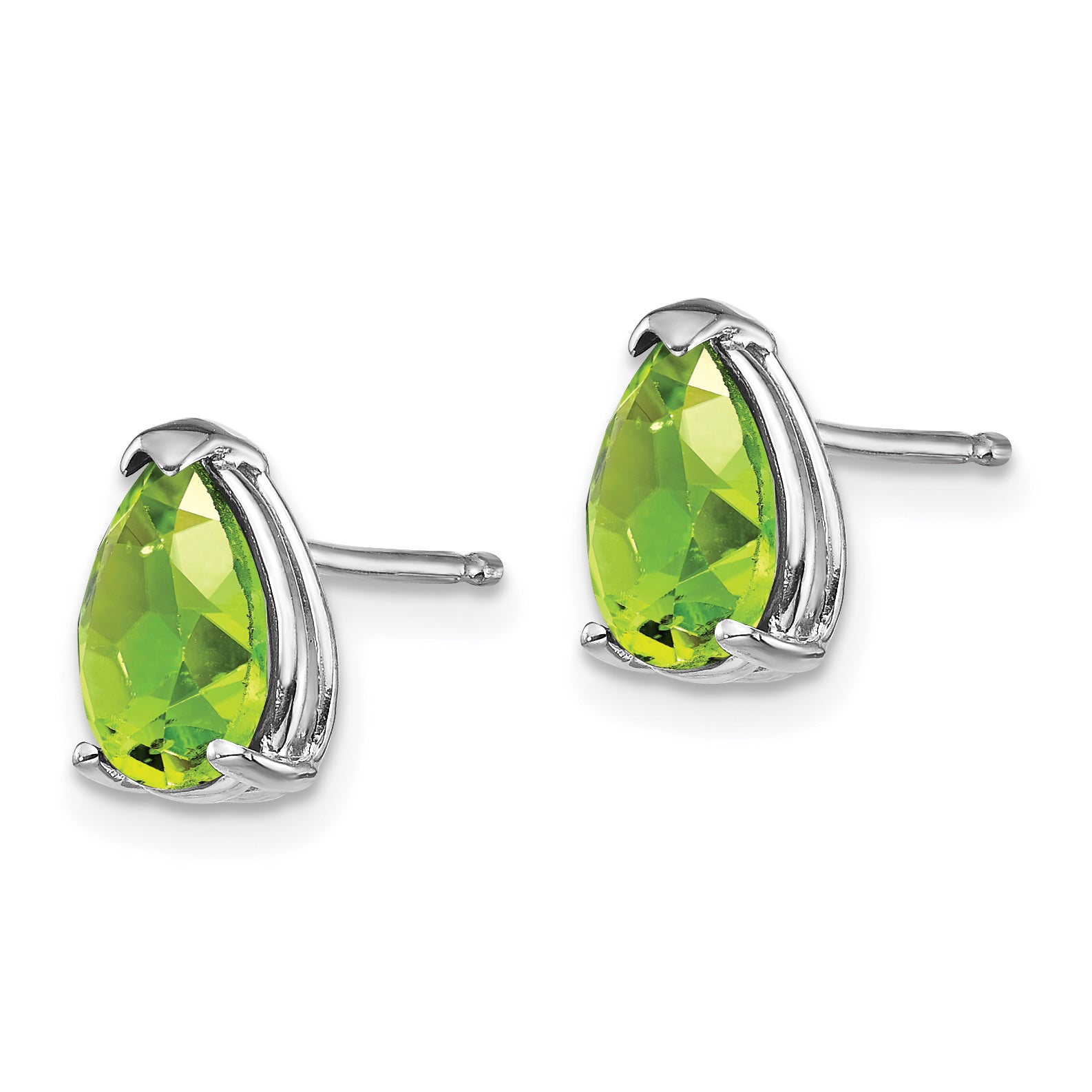 14k White Gold 8x5mm Pear Peridot Earrings Secondary image