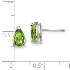 14k White Gold 8x5mm Pear Peridot Earrings