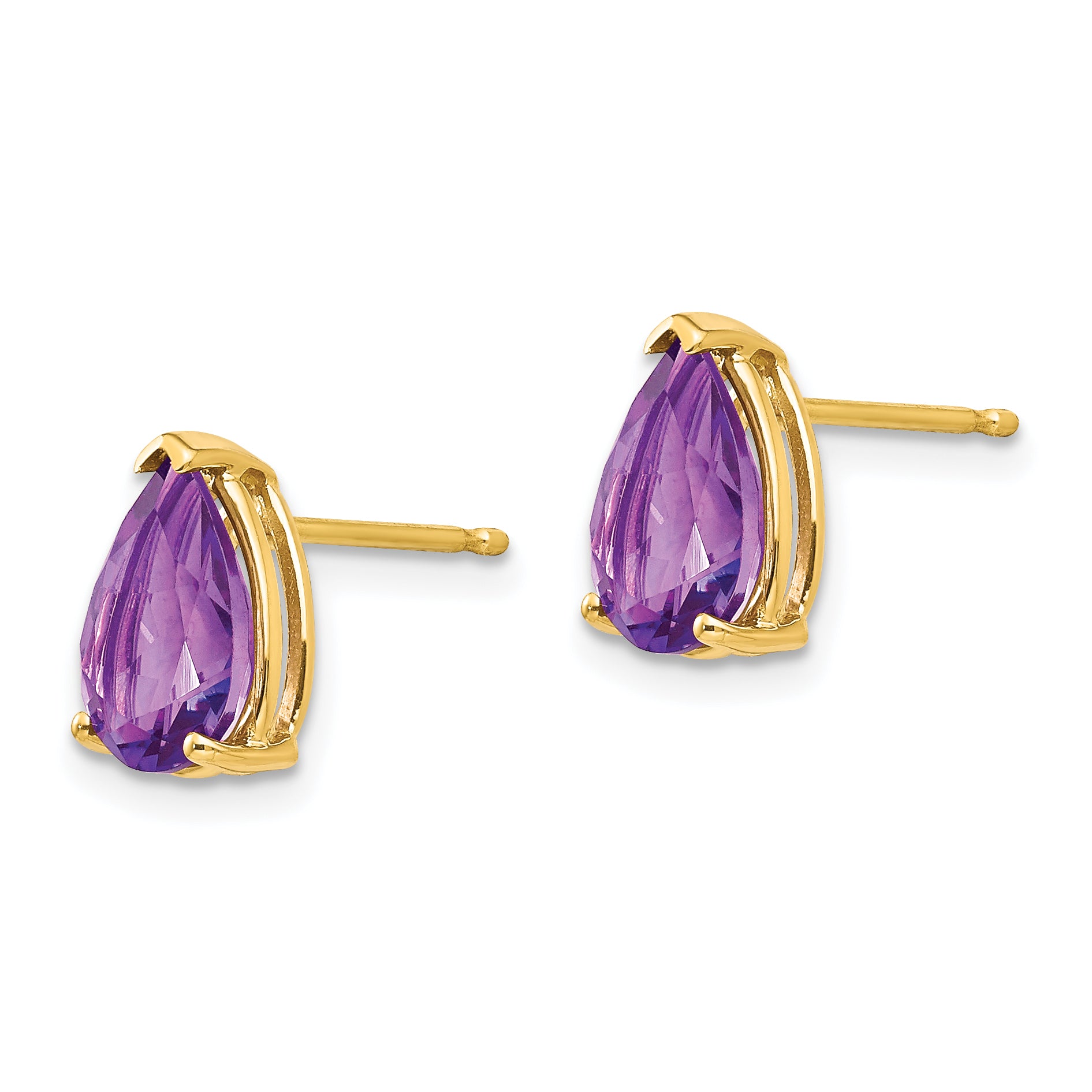 14k 9x6mm Pear Amethyst Earrings Secondary image