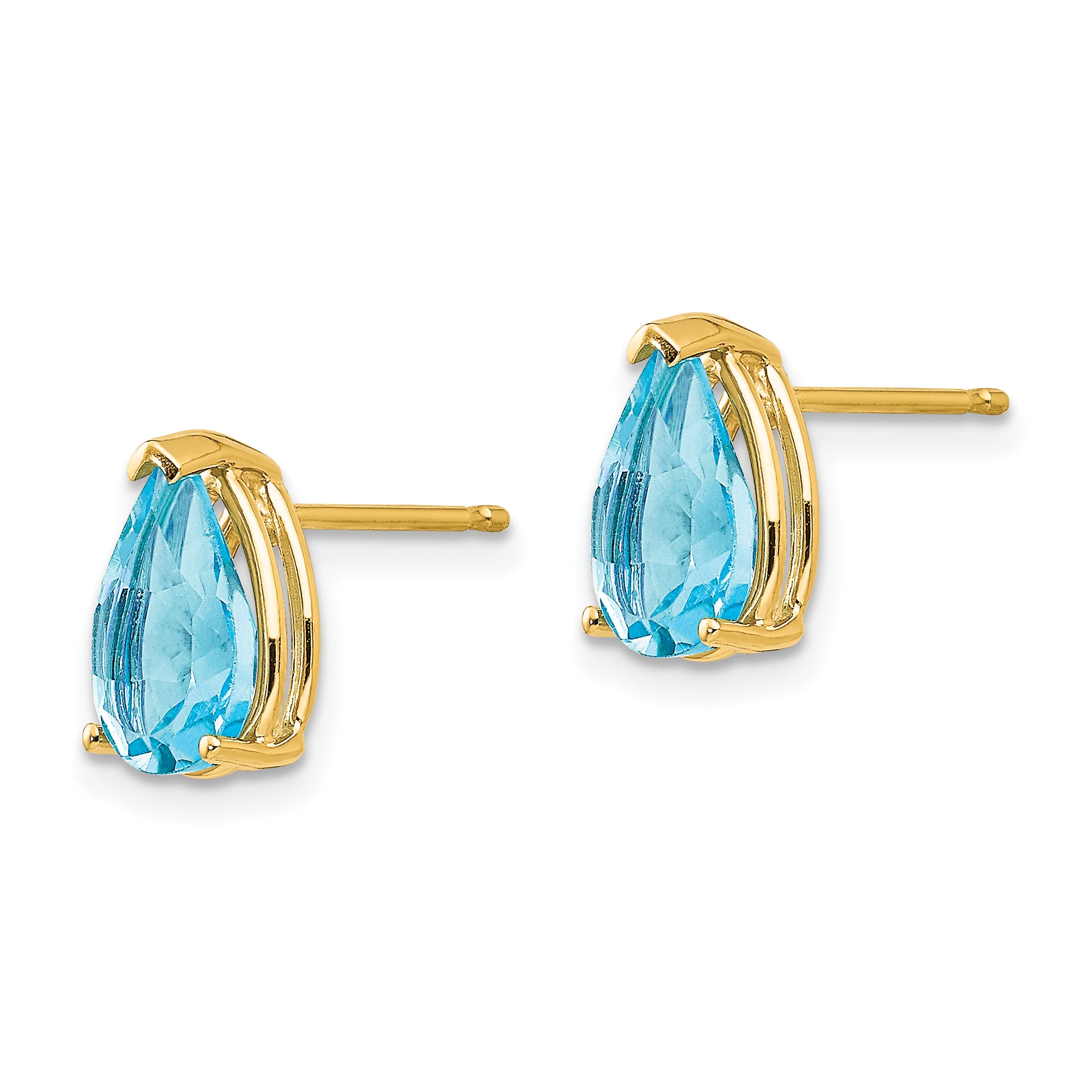 14k 9x6mm Pear Blue Topaz Earrings Secondary image