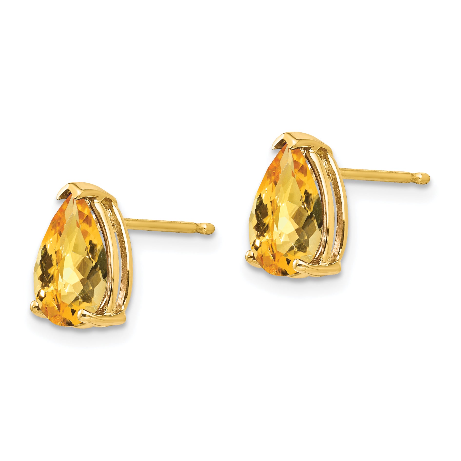 14k 9x6mm Pear Citrine Checker Earrings Secondary image