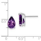 14k White Gold 9x6mm Pear Amethyst Checker Earrings