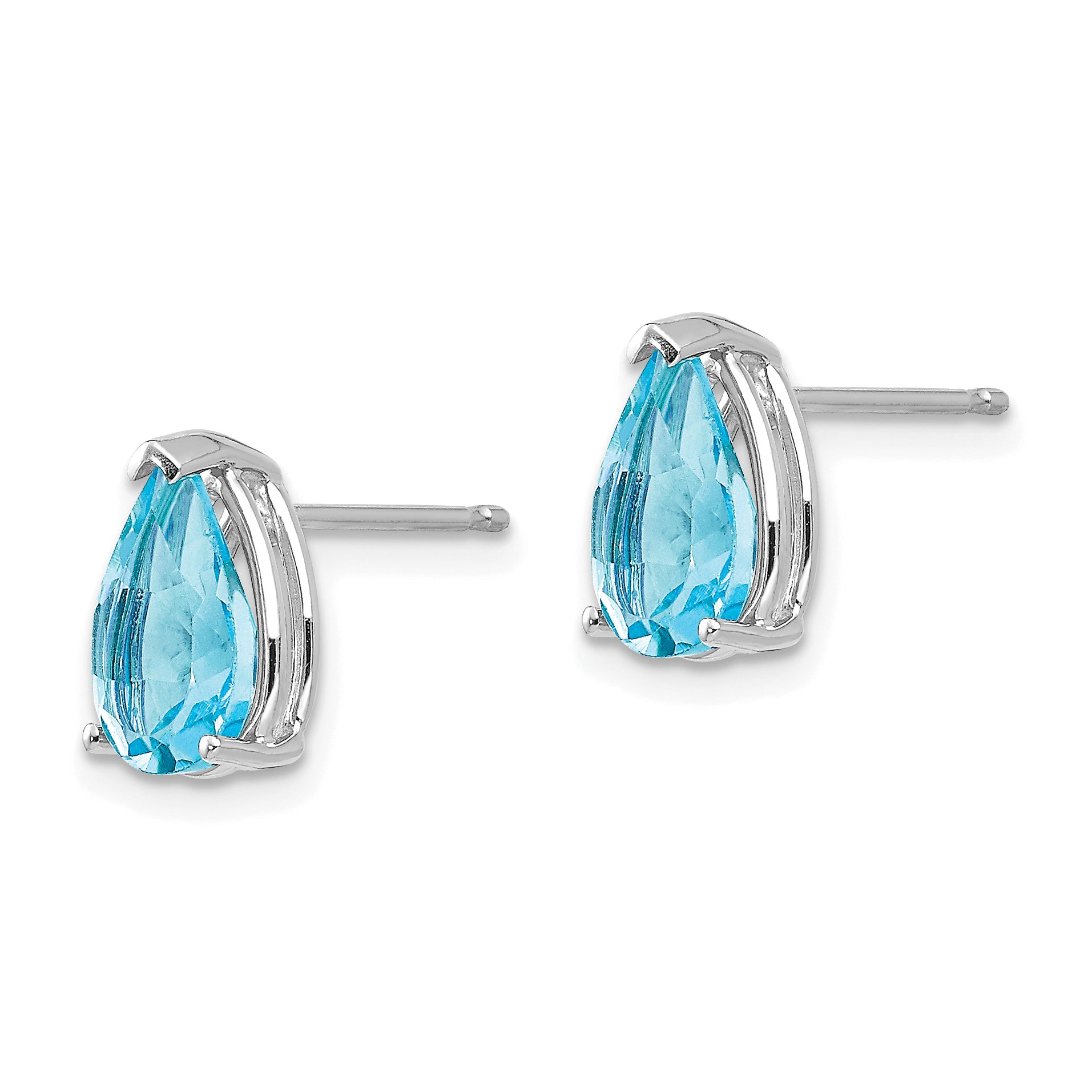 14k White Gold 9x6mm Blue Topaz Earrings Secondary image