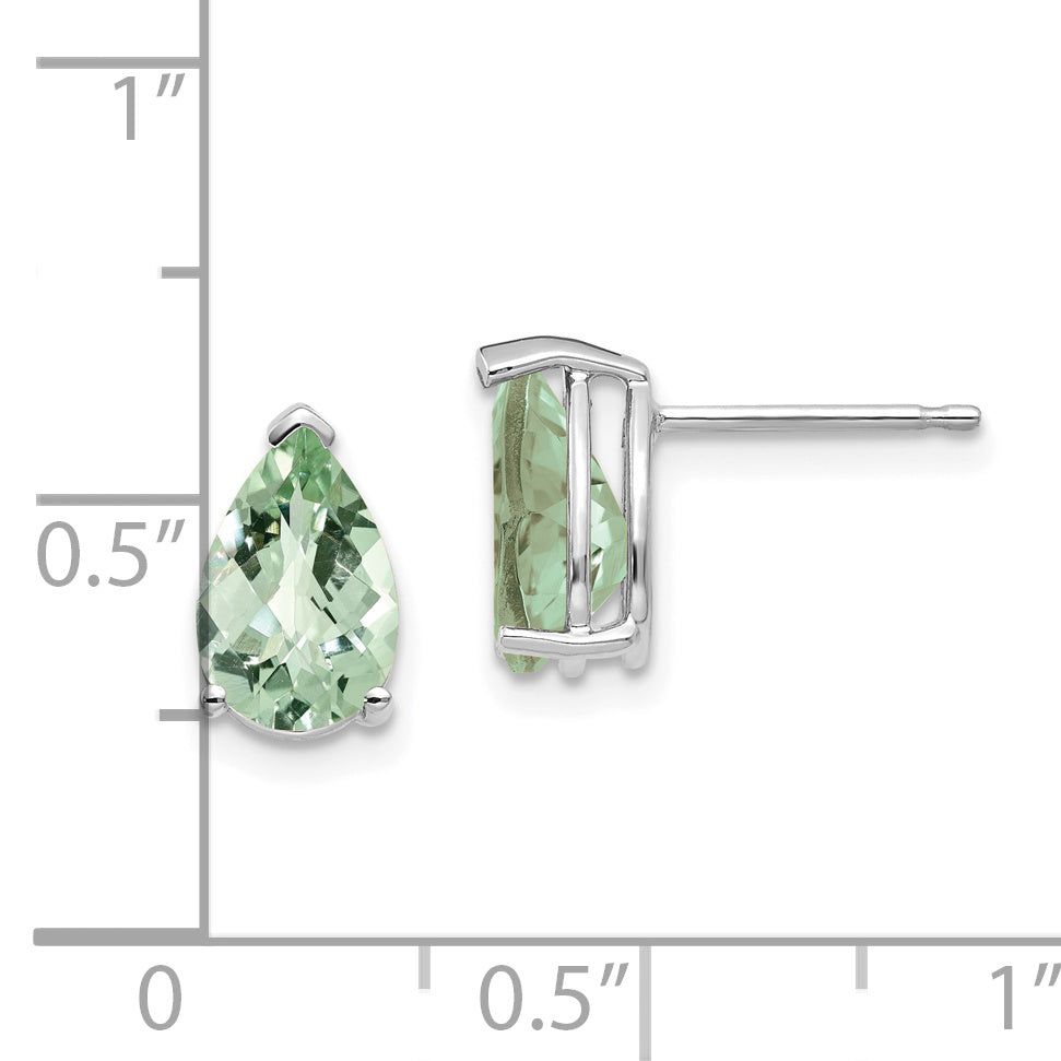 14kw 9x6 Pear Checker-Cut Green Quartz Earrings