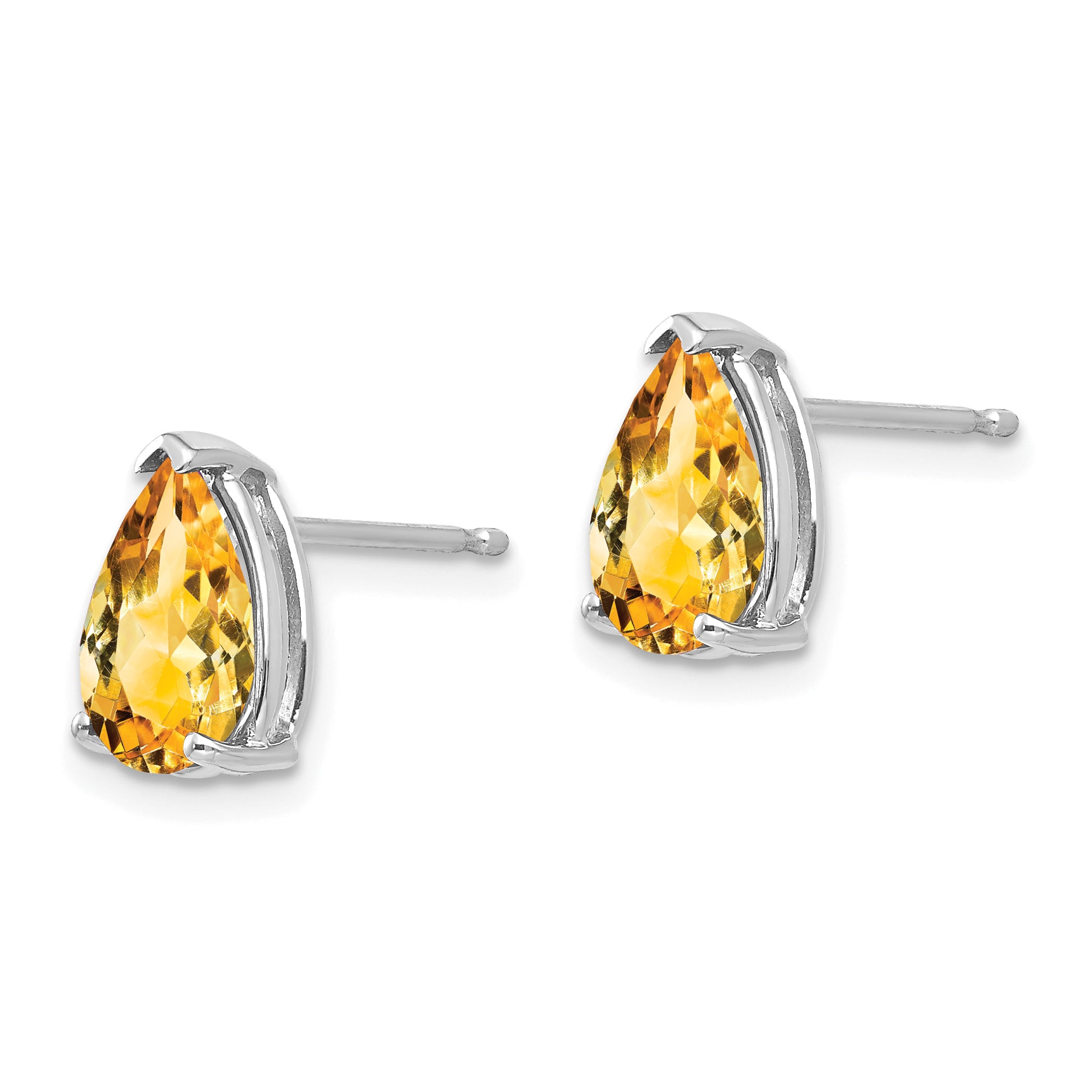 14k White Gold 9x6mm Pear Citrine Earrings Secondary image
