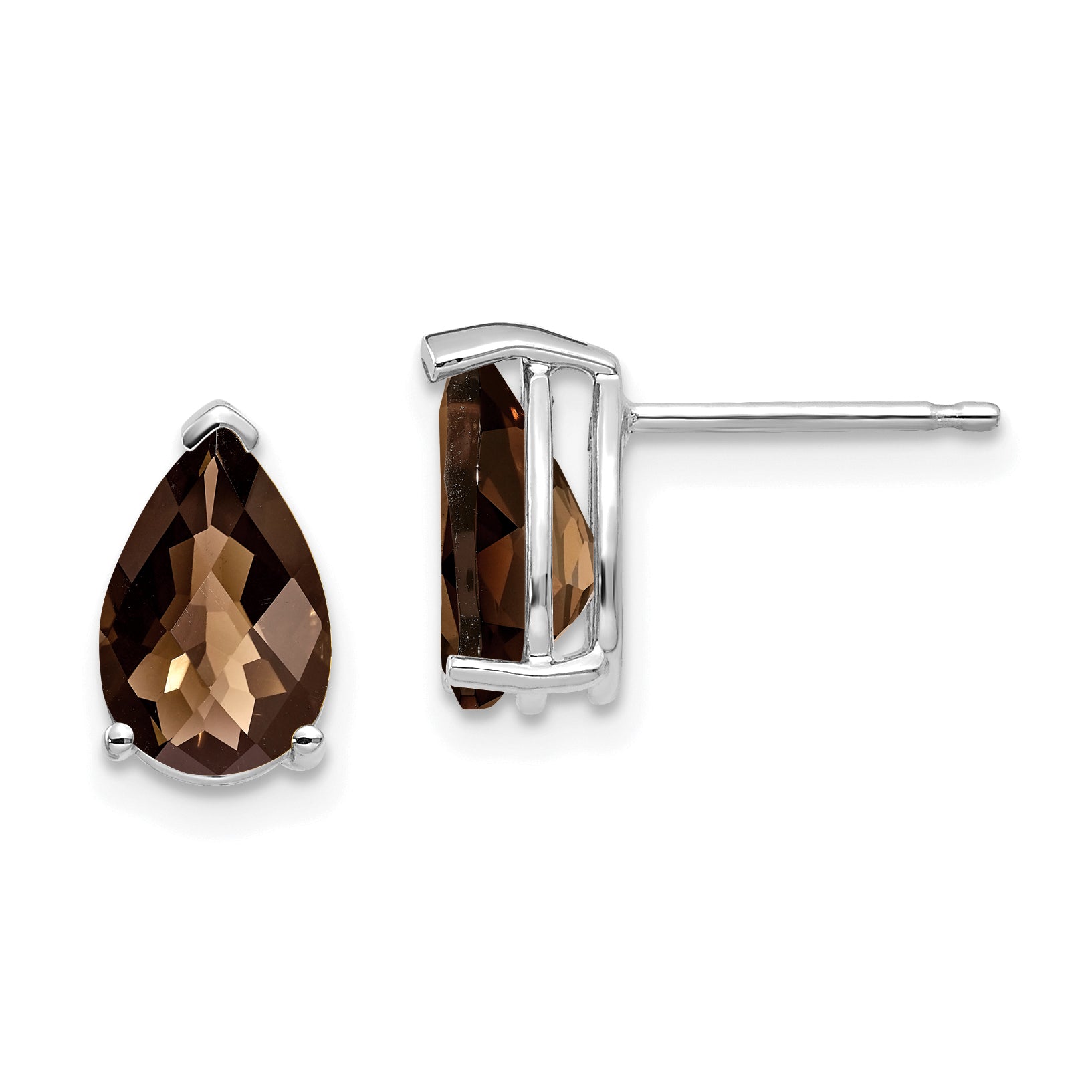 14kw 9x6 Pear Checker-Cut Smoky Quartz Earrings Main image
