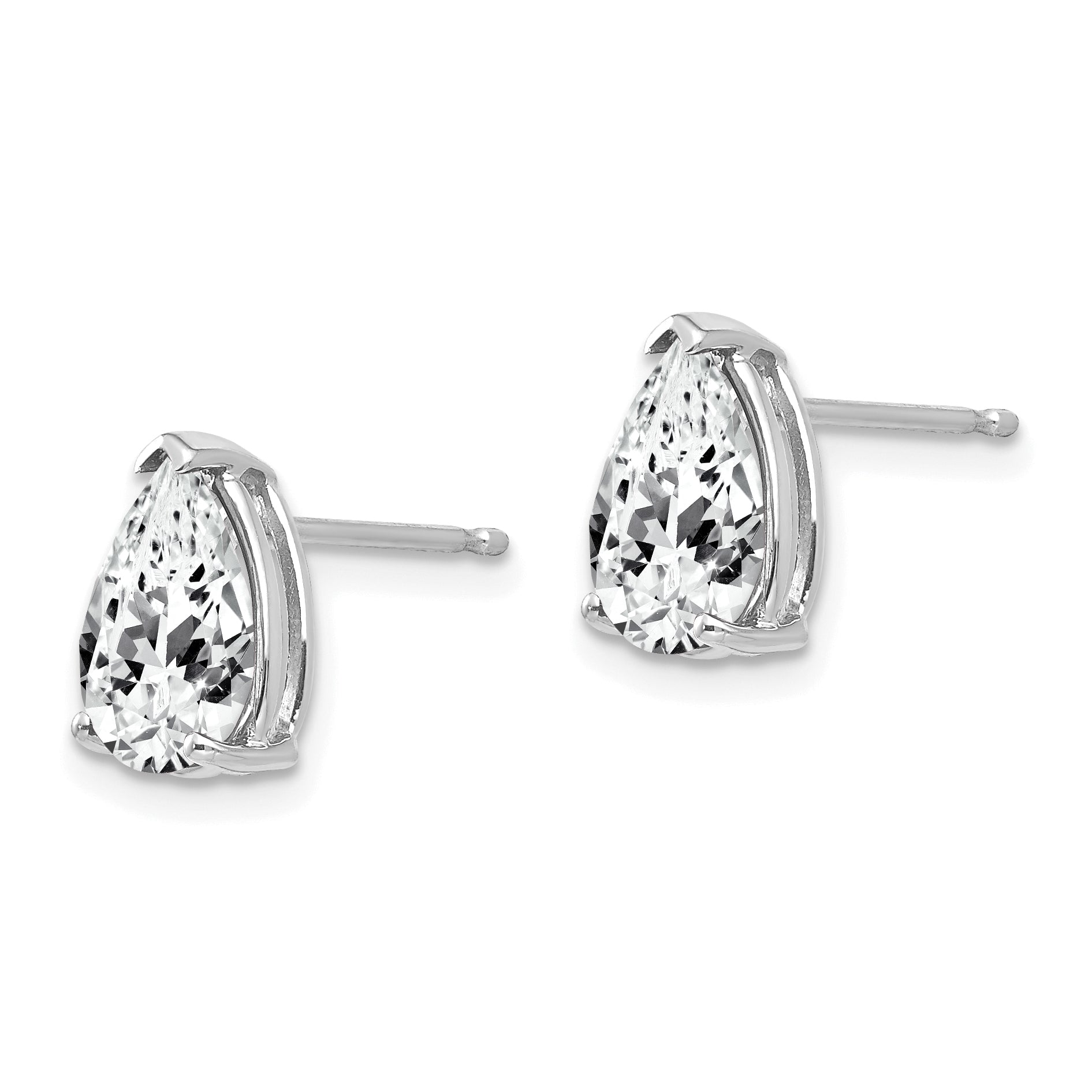 14k White Gold 9x6mm Pear Cubic Zirconia Earrings Secondary image