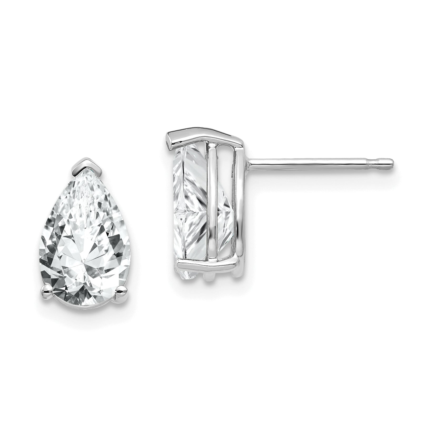 14k White Gold 9x6mm Pear Cubic Zirconia Earrings Main image