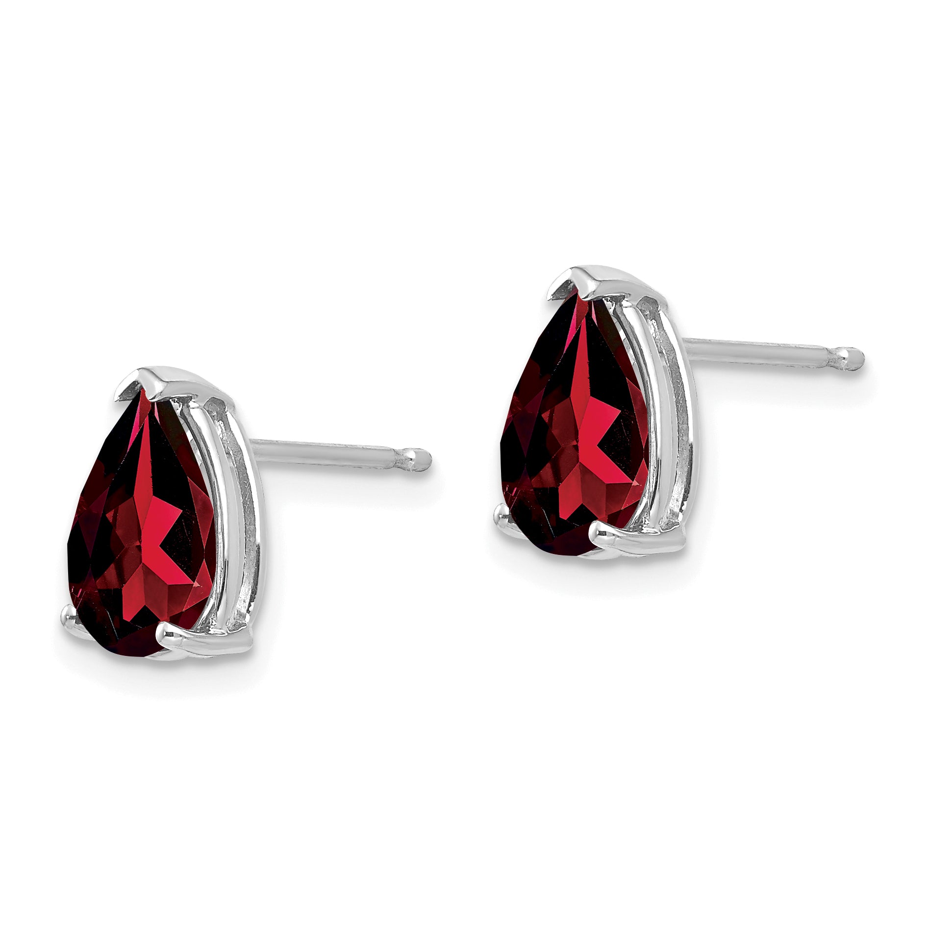 14k White Gold 9x6mm Pear Garnet Earrings Secondary image