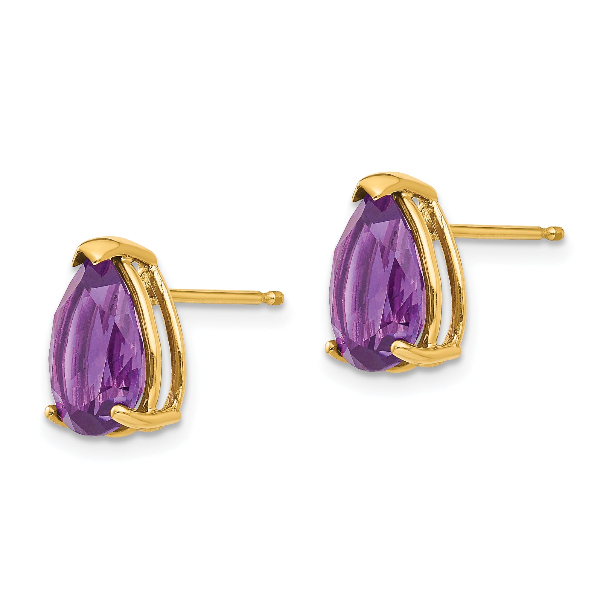 14k 10x7mm Pear Amethyst Earrings Secondary image