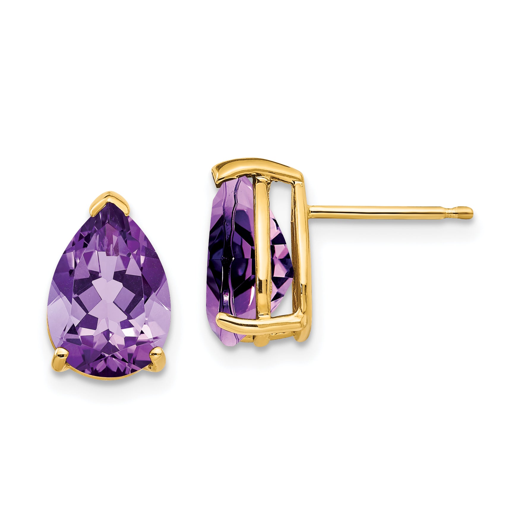 14k 10x7mm Pear Amethyst Earrings Main image