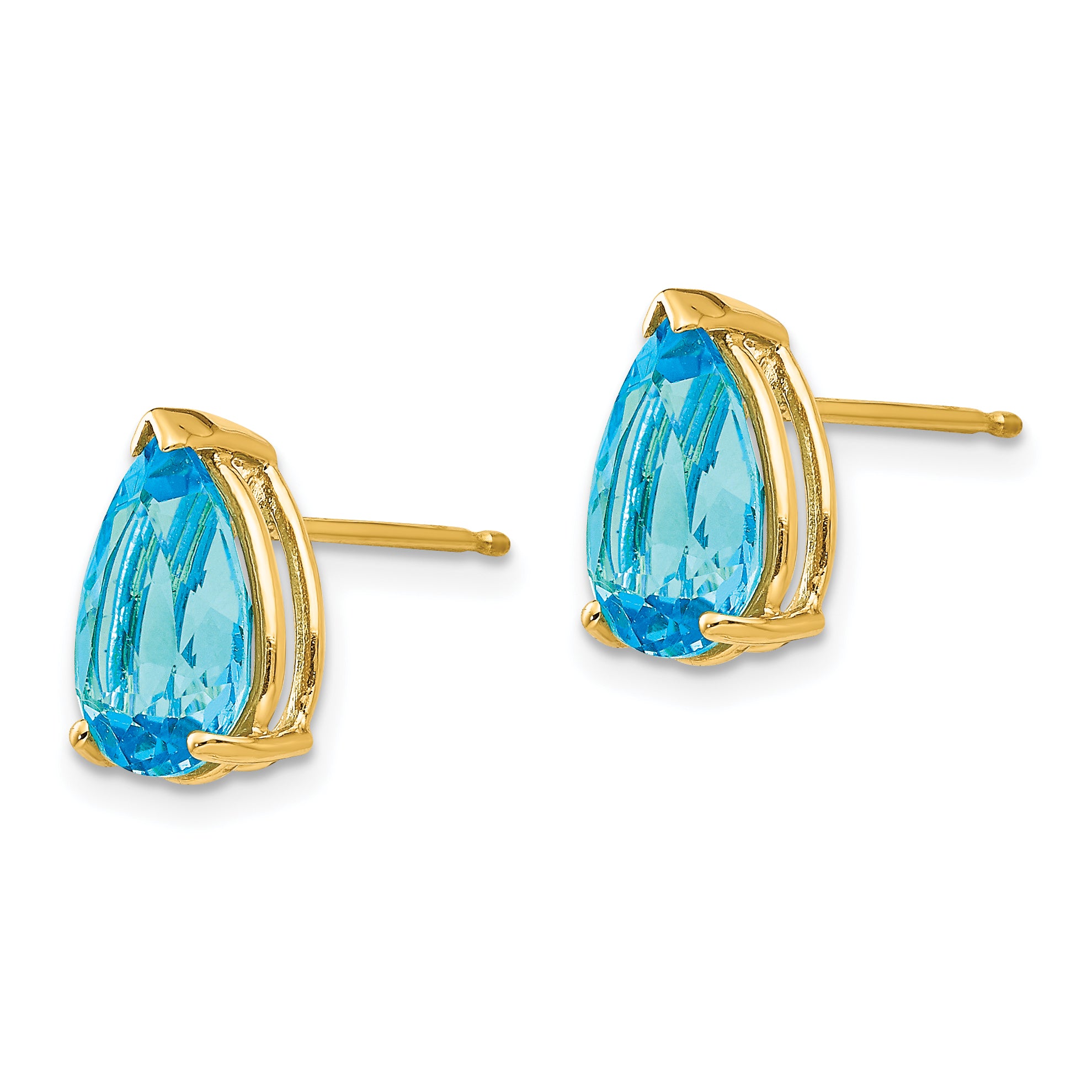 14k 10x7mm Pear Blue Topaz Earrings Secondary image