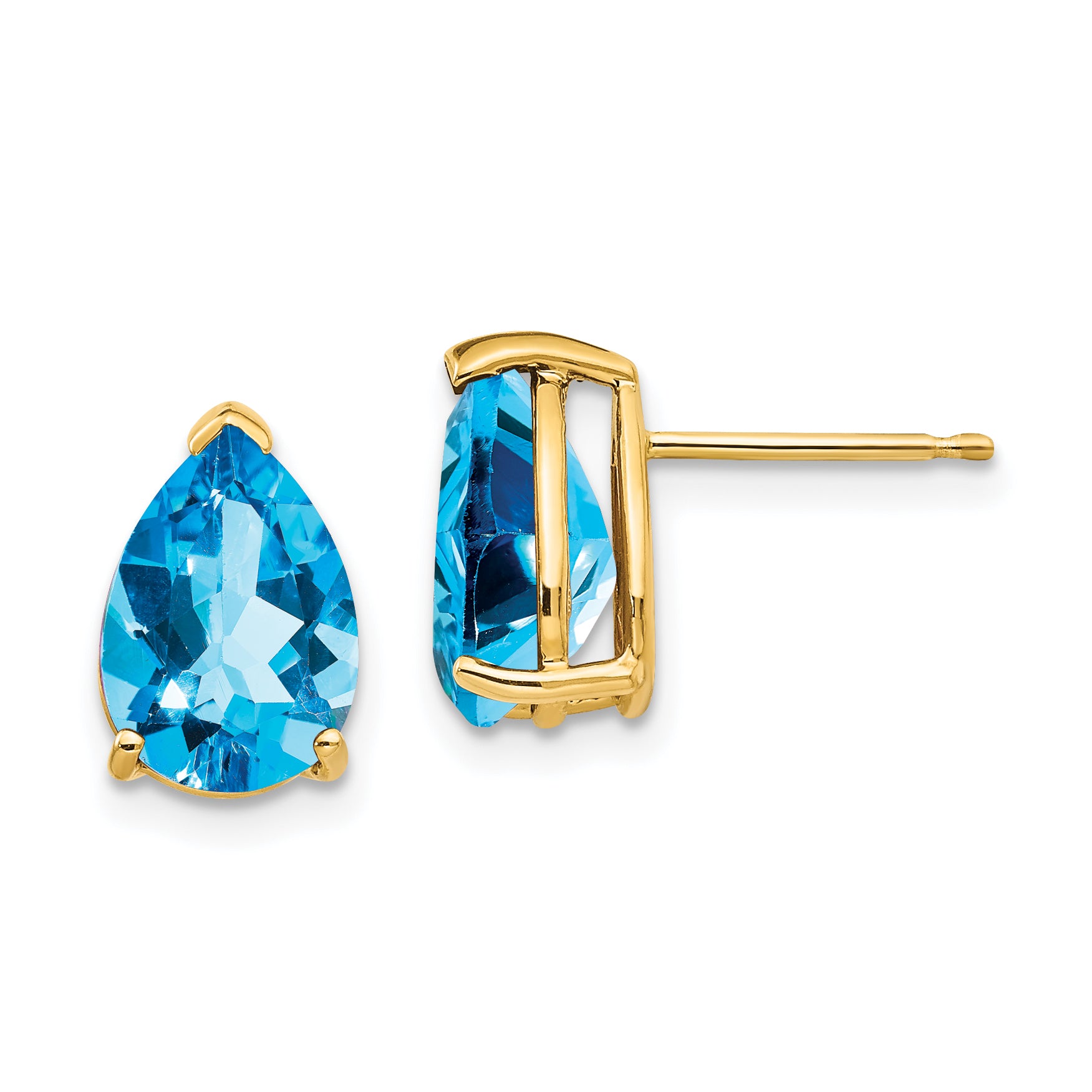 14k 10x7mm Pear Blue Topaz Earrings Main image