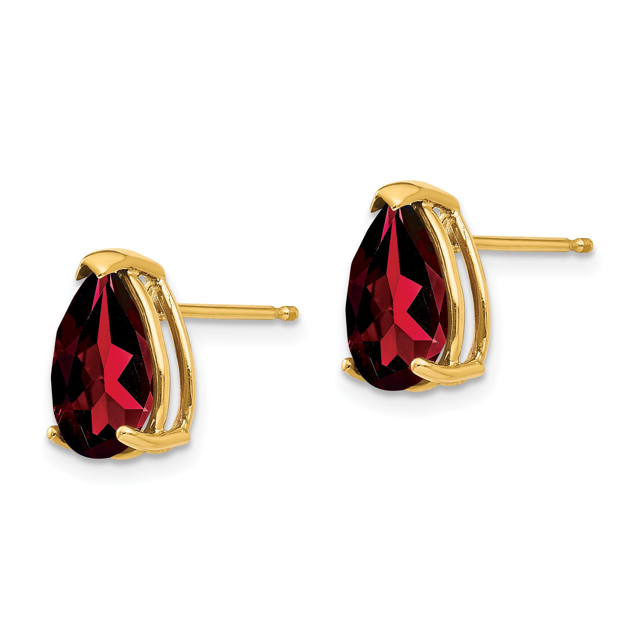 14k Garnet Pear Stud Earrings Secondary image
